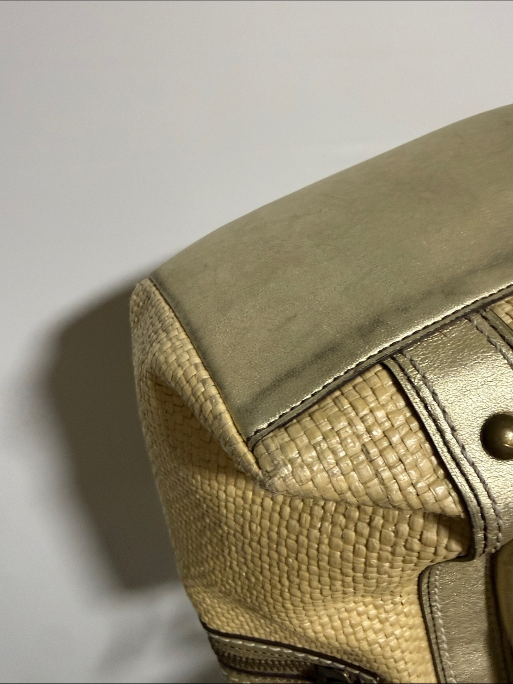 Coach Legacy Vintage Straw Metallic Gold Leather Tote Bag M05K-113 - Picture 6 of 15